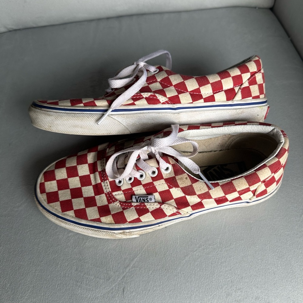 Vans Red & White Checkered Sneakers 8